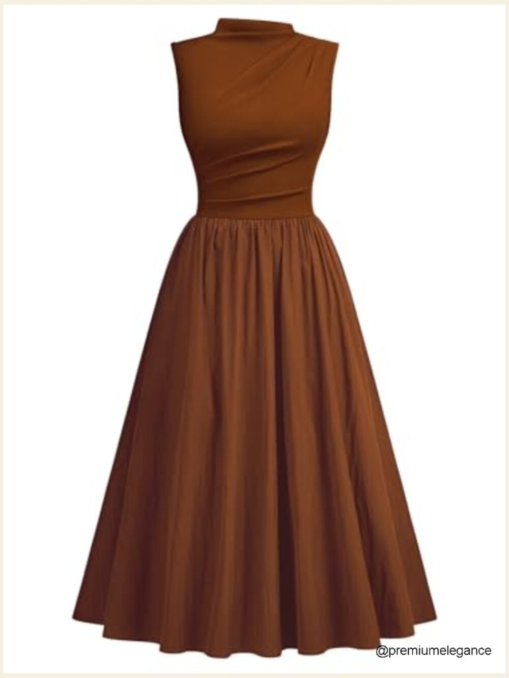 Women's Retro Half Collar Sleeveless Swing Dress with Pockets - Picture 4 of 7